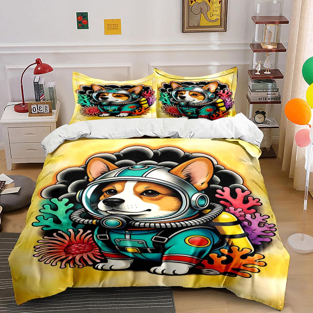 Cartoon dog in spacesuit. Bedding sets Duvet cover sets Duvet covers Pillowcases(1 * Duvet Cover 2 * Pillowcases, without duvet insert) 135x200cm
Cartoon dog in spacesuit. Bedding sets Duvet cover sets Duvet covers Pillowcases(1 * Duvet Cover 2 * Pillowcases, without duvet insert) 135x200cm