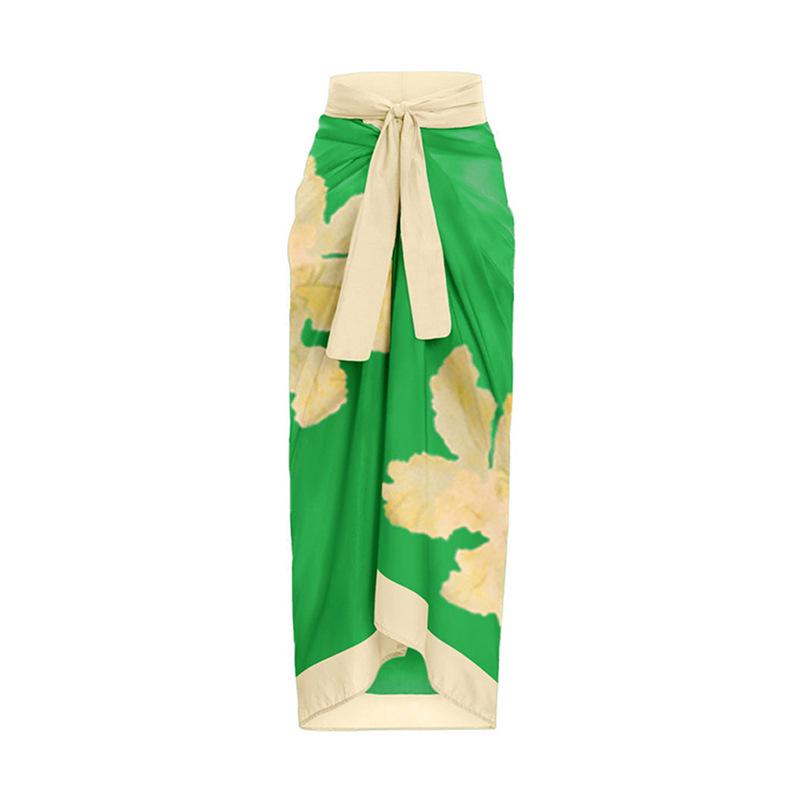 European & American Vacation Style Print Midi Skirt with Tie-up Design - Beach Dress 22067388 One Size зелений
European & American Vacation Style Print Midi Skirt with Tie-up Design - Beach Dress 22067388 One Size зелений