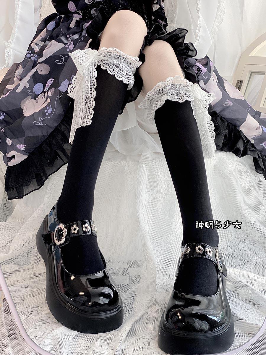 Lolita Spring And Summer Thin Lace Bow Calf Socks Japanese Girls White Lace-Up Lace Slim Mid-Tube Socks One size fits all чорний
Lolita Spring And Summer Thin Lace Bow Calf Socks Japanese Girls White Lace-Up Lace Slim Mid-Tube Socks One size fits all чорний