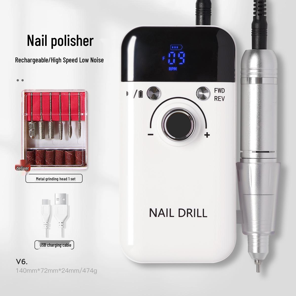 V6 Rechargeable High-Speed Nail Polisher & Grinder - Cuticle and Nail Remover with Forward/Reverse Feature
V6 Rechargeable High-Speed Nail Polisher & Grinder - Cuticle and Nail Remover with Forward/Reverse Feature