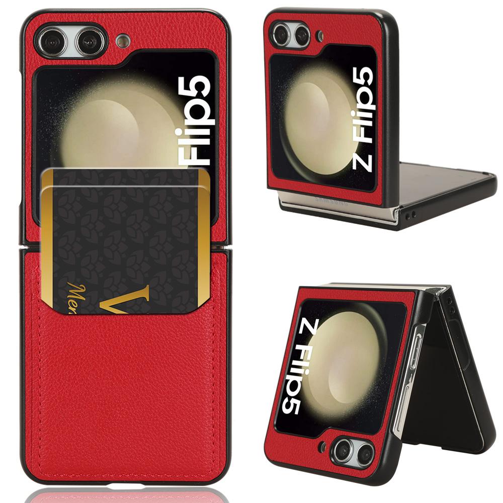 For Samsung Galaxy Z Flip5 5G PU Leather+PC Back Cover Ultra Thin Litchi Texture Card Slot Phone Case Red
For Samsung Galaxy Z Flip5 5G PU Leather+PC Back Cover Ultra Thin Litchi Texture Card Slot Phone Case Red