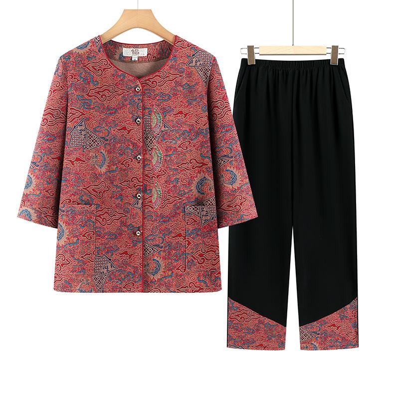 Chic Grandma Summer Seven-Sleeve Top Two-Piece Set - Chinese Style Fashion for Middle-Aged & Elderly Women 2XL (Recommended 105-120 kg) червоний
Chic Grandma Summer Seven-Sleeve Top Two-Piece Set - Chinese Style Fashion for Middle-Aged & Elderly Women 2XL (Recommended 105-120 kg) червоний