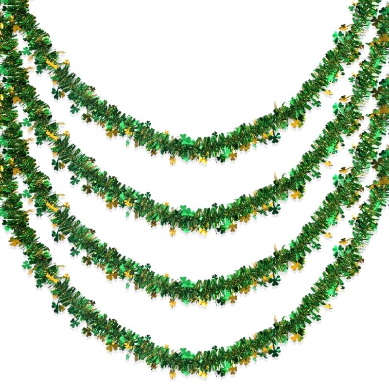 Pack Of 4 Metallic Tinsel Twist Irish Festival Hanging Ornament Gold Green Fringes Artifical Vine For Party Decoration
Pack Of 4 Metallic Tinsel Twist Irish Festival Hanging Ornament Gold Green Fringes Artifical Vine For Party Decoration