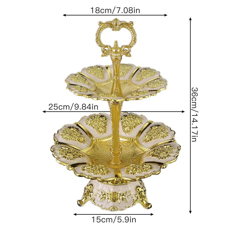 1 Двойной поднос, Европейский металлический стиль, с основанием, Подходит для маленьких блюд, закусок, снеков, Изысканные настольные поделки.
1 Двойной поднос, Европейский металлический стиль, с основанием, Подходит для маленьких блюд, закусок, снеков, Изысканные настольные поделки.