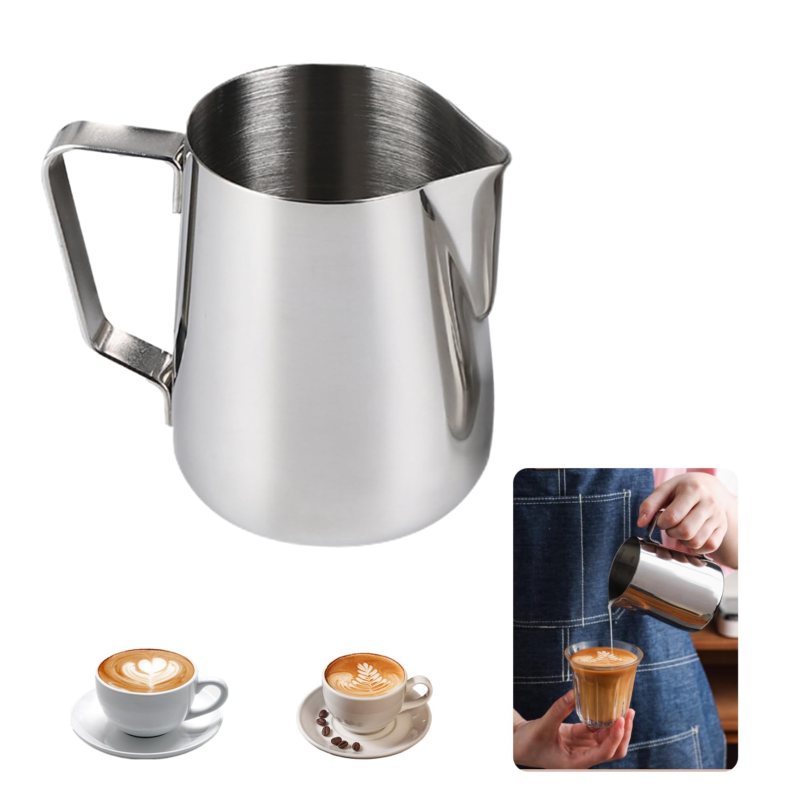 Liroyal Milk Pitcher, Milk Jug, Latte Art Milk Frother Jug, Steam Pitcher with Graduated Markings, Stainless Steel, Coffee, DeLonghi Gift, Silver,
Liroyal Milk Pitcher, Milk Jug, Latte Art Milk Frother Jug, Steam Pitcher with Graduated Markings, Stainless Steel, Coffee, DeLonghi Gift, Silver,