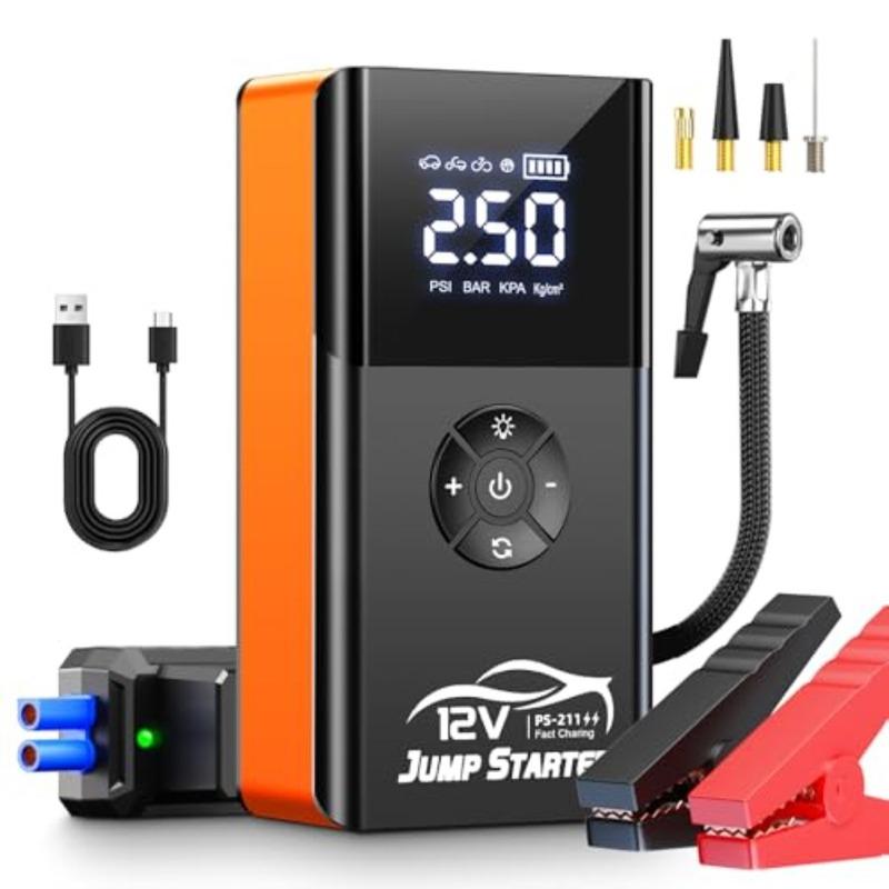 Jump Starter with Air Compressor 8000A 180PSI Portable Car Battery Jump Starter All Gas/12L Diesel 12V Automobile Jump Box Pack
Jump Starter with Air Compressor 8000A 180PSI Portable Car Battery Jump Starter All Gas/12L Diesel 12V Automobile Jump Box Pack