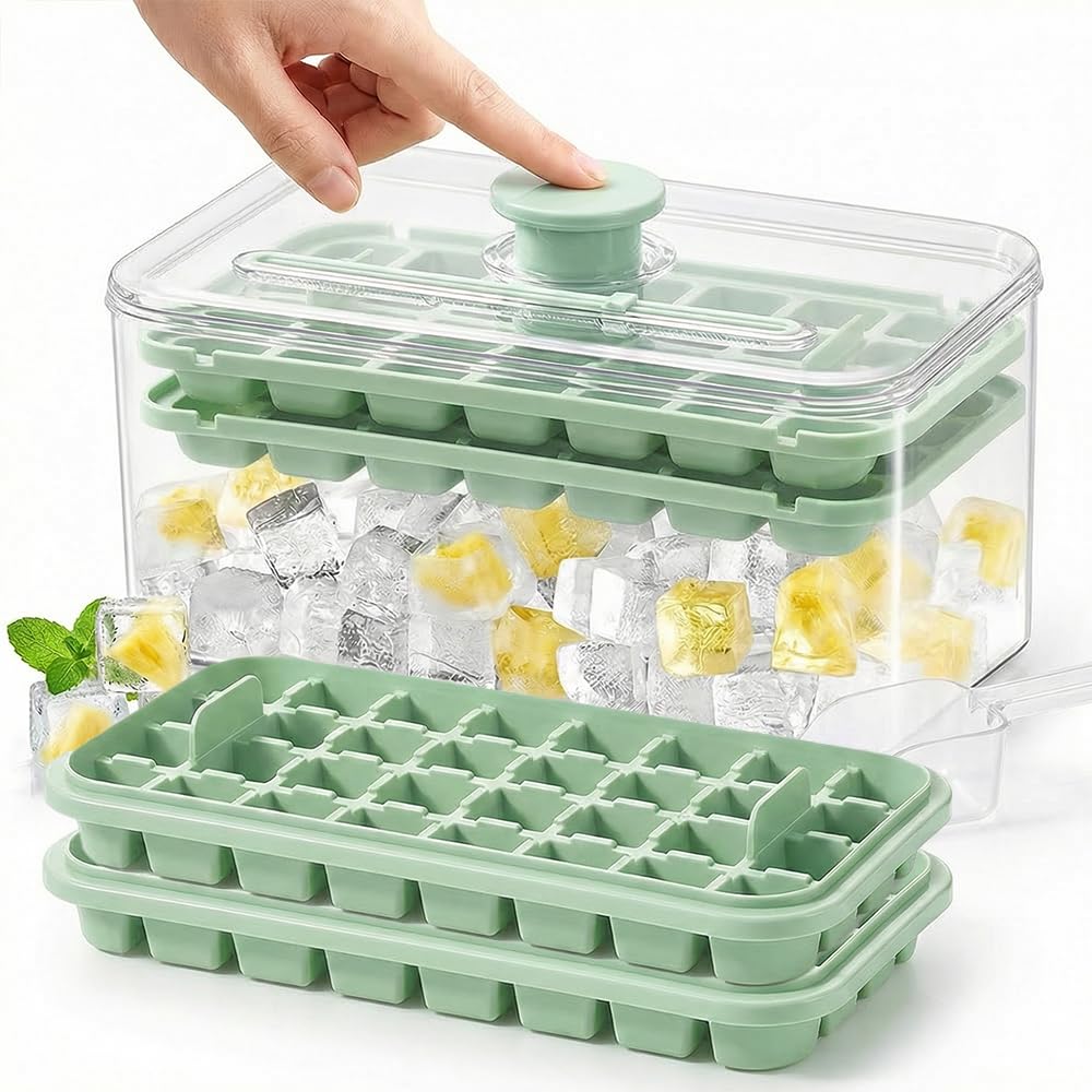 Square ice maker with easy-press lid - 2-pack silicone ice cube trays, new 2026 stackable ice bucket set with storage container. зелёный
Square ice maker with easy-press lid - 2-pack silicone ice cube trays, new 2026 stackable ice bucket set with storage container. зелёный