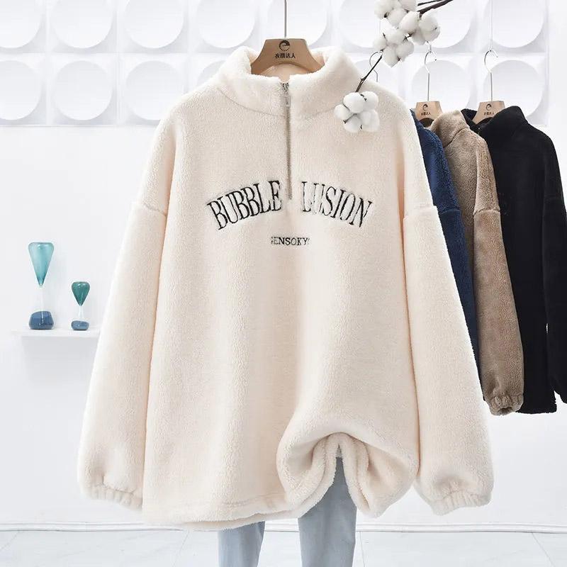 Потовщена куртка Жіноча зимова тепла м’яка куртка великого розміру, довга напівзастібка, комір-стійка, вільні пуловери XXXXL білий
Потовщена куртка Жіноча зимова тепла м’яка куртка великого розміру, довга напівзастібка, комір-стійка, вільні пуловери XXXXL білий