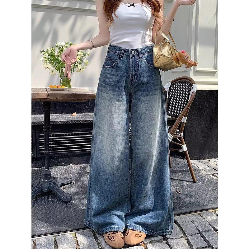 Women s High-Waisted Retro Wide-Leg Jeans - Spring/Autumn Non-Sticky Slimming Straight Floor-Length L
Women s High-Waisted Retro Wide-Leg Jeans - Spring/Autumn Non-Sticky Slimming Straight Floor-Length L
