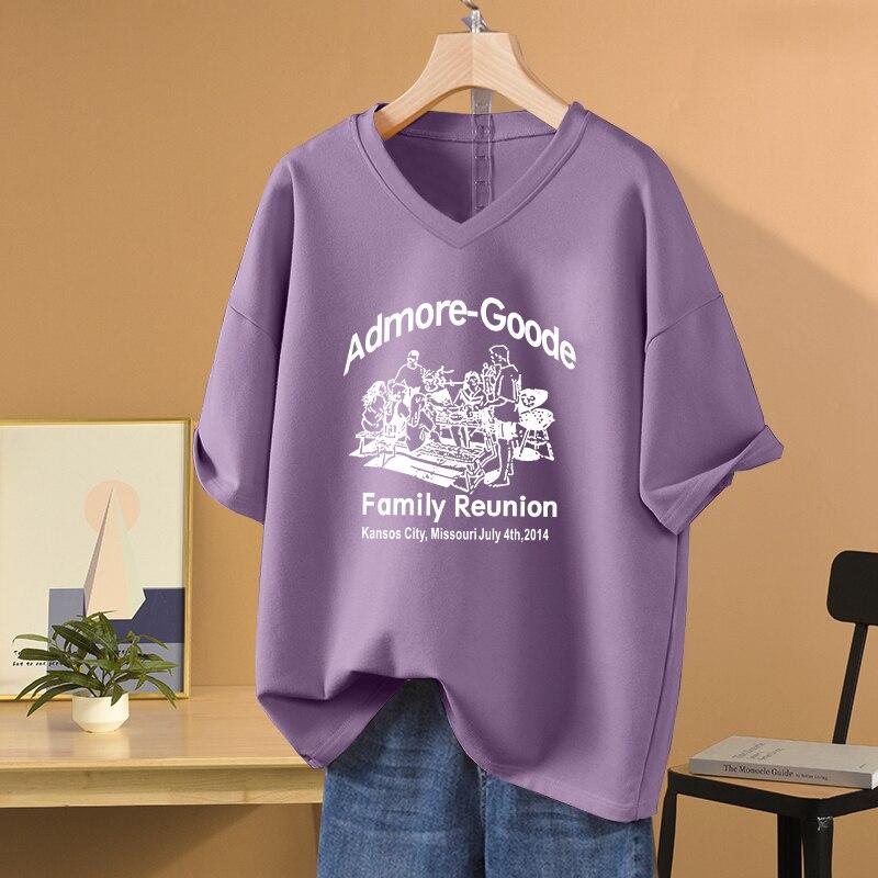 Женская футболка из 100% хлопка L-5XL размера плюс с мультяшным принтом, топ с короткими рукавами для пар, летние футболки большого размера с v-образным вырезом
Женская футболка из 100% хлопка L-5XL размера плюс с мультяшным принтом, топ с короткими рукавами для пар, летние футболки большого размера с v-образным вырезом