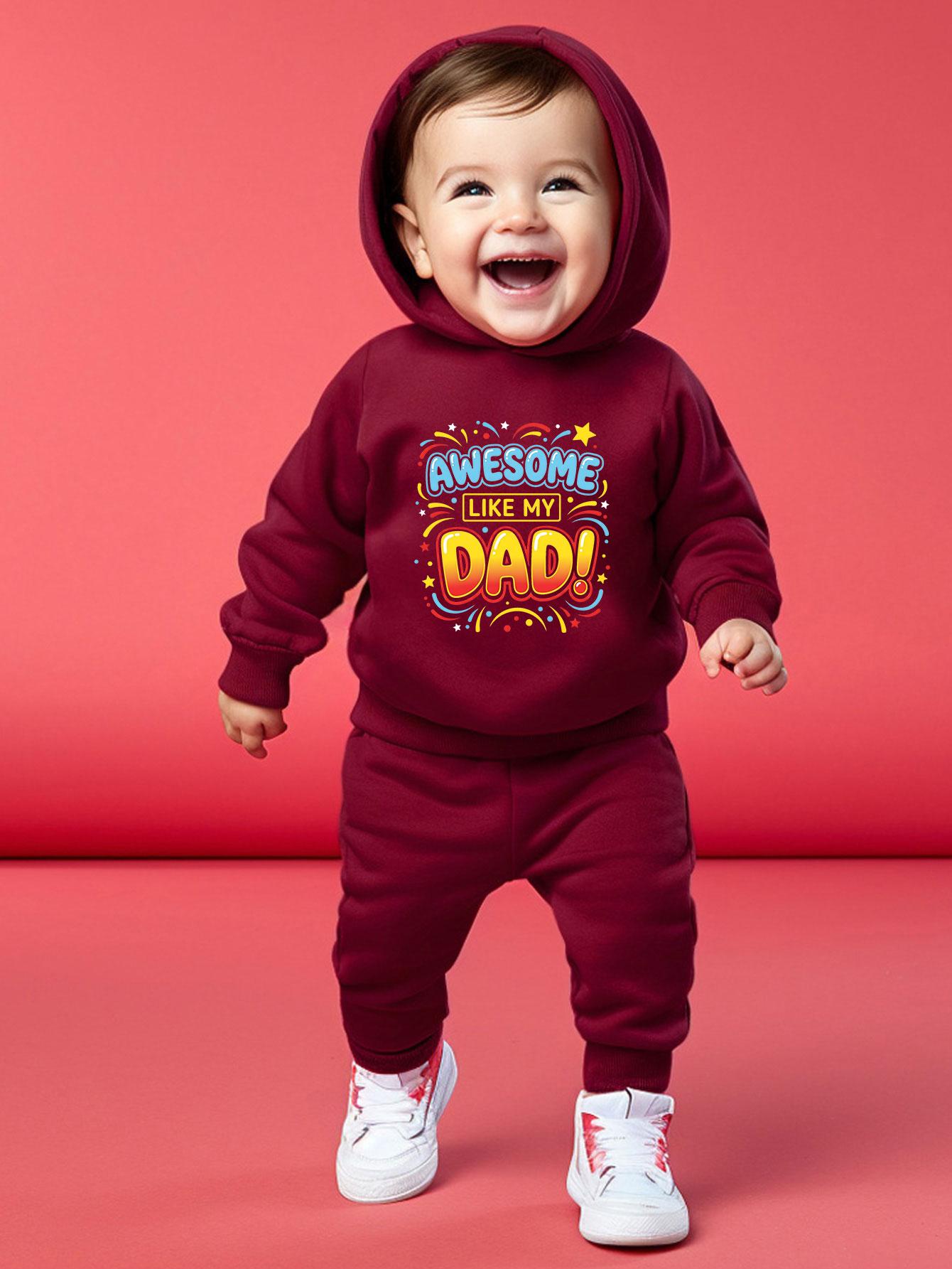 Fun Dad Themed Printed Hooded Baby Two-Piece Outfit, Matched with Elastic Waist Cuffed Trousers, Casual Daily Outdoor Suit for Babies 2-3Y бордовий
Fun Dad Themed Printed Hooded Baby Two-Piece Outfit, Matched with Elastic Waist Cuffed Trousers, Casual Daily Outdoor Suit for Babies 2-3Y бордовий