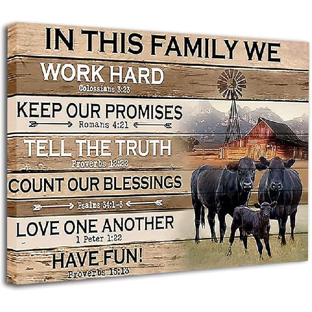 В этой семье Постер с быками породы Блэк Ангус Настенное искусство с коровами Холст Фермерский дом Корова Деревенский Деревянный Вдохновляющие цитаты Художественные принты Винтажная тематика 18L x 12W
В этой семье Постер с быками породы Блэк Ангус Настенное искусство с коровами Холст Фермерский дом Корова Деревенский Деревянный Вдохновляющие цитаты Художественные принты Винтажная тематика 18L x 12W