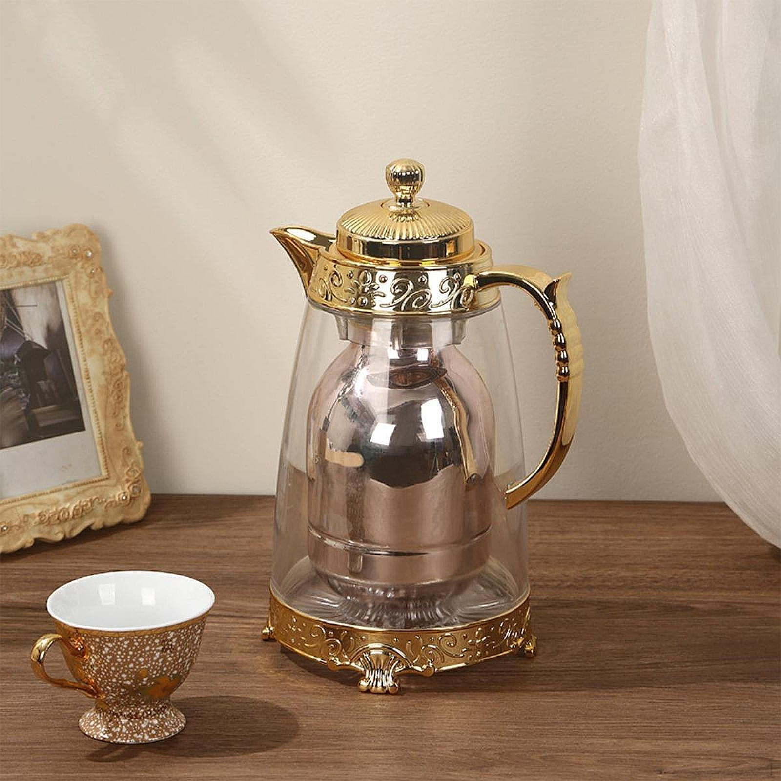 Insulated Thermal Coffee Carafe Arabic 1L Home Ornaments Urn Housewarming Gift with Spout, Golden
Insulated Thermal Coffee Carafe Arabic 1L Home Ornaments Urn Housewarming Gift with Spout, Golden
