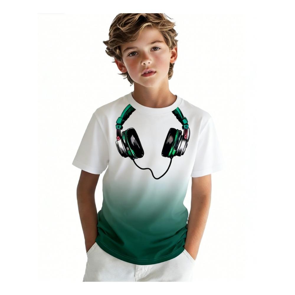 Fashion graphic T-shirts for boys and girls - digital printing design, green gradient headphone printing 160
Fashion graphic T-shirts for boys and girls - digital printing design, green gradient headphone printing 160