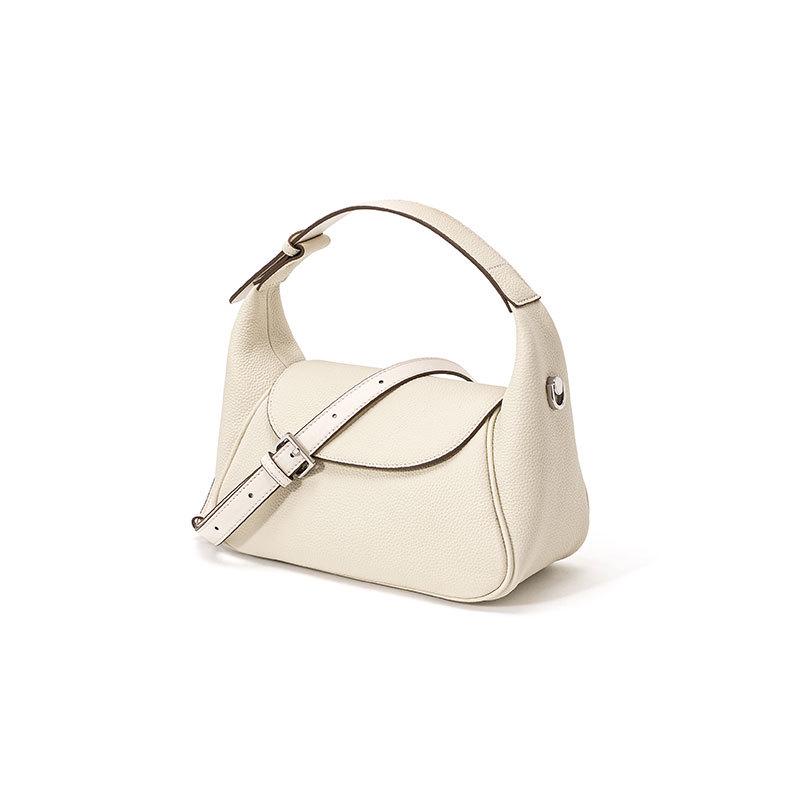 Сумка из коровьей кожи высшего слоя: 2023 Нишевый дизайн Настоящая кожа Сумка-подушка - Женская через плечо белый