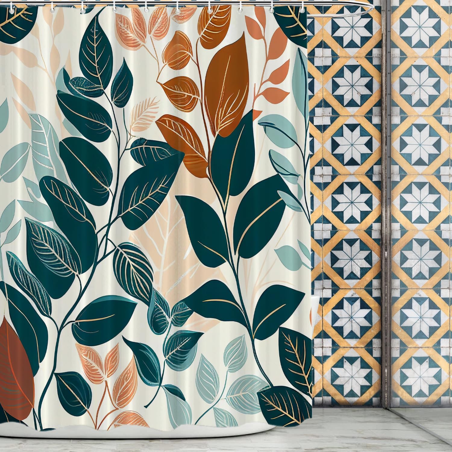 Autumn Leaf Shower Curtain With Teal And Orange Design Modern Botanical Bathroom Decor Fall Inspired Pattern Water Resistant W60H190(CM)-1 Pcs
Autumn Leaf Shower Curtain With Teal And Orange Design Modern Botanical Bathroom Decor Fall Inspired Pattern Water Resistant W60H190(CM)-1 Pcs