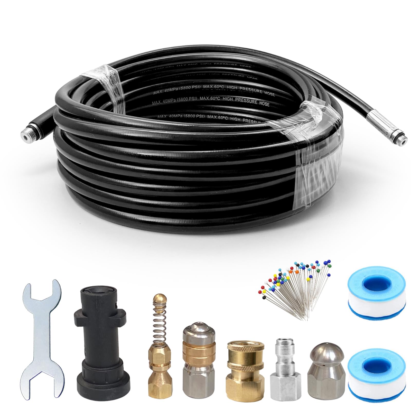 Шланг для прочистки труб AUPETEK, 15 м, обратный распыл, совместим с мойками высокого давления серии Kärcher K, K2, K3, K4, K5, K6 и K7
Шланг для прочистки труб AUPETEK, 15 м, обратный распыл, совместим с мойками высокого давления серии Kärcher K, K2, K3, K4, K5, K6 и K7