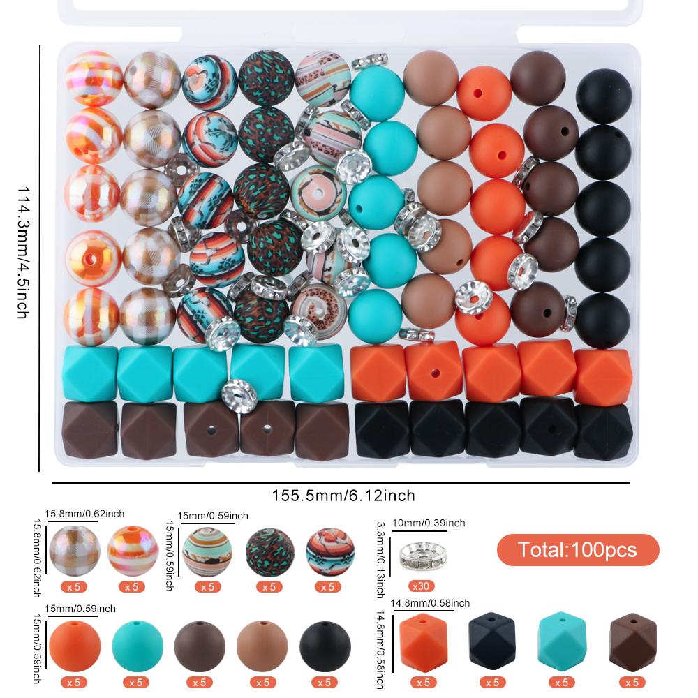 Kovict 100Pcs/Box Printed Silicone Beads Round Hexagon Loose Bead For Jewelry Making DIY Necklace Bracelet Keychain Accessories
Kovict 100Pcs/Box Printed Silicone Beads Round Hexagon Loose Bead For Jewelry Making DIY Necklace Bracelet Keychain Accessories