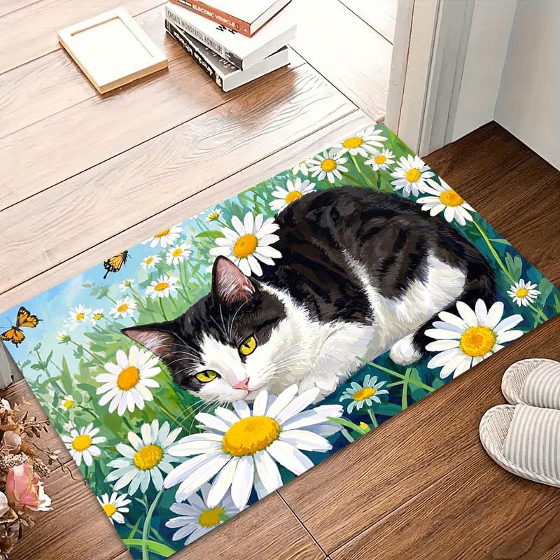 Cute Door Mat Black White Cat Daisy Cat Butterfly Floral Print Carpet Non-slip Washable Rug for Entryway Apartment Minimalist 40x60CM
Cute Door Mat Black White Cat Daisy Cat Butterfly Floral Print Carpet Non-slip Washable Rug for Entryway Apartment Minimalist 40x60CM