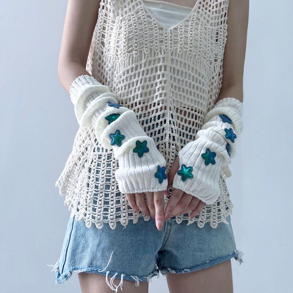 Gothic Star Knitted Gloves Y2k Wool Sleeve Cuff Casual Fingerless Gloves Streetwear white-pink star
Gothic Star Knitted Gloves Y2k Wool Sleeve Cuff Casual Fingerless Gloves Streetwear white-pink star