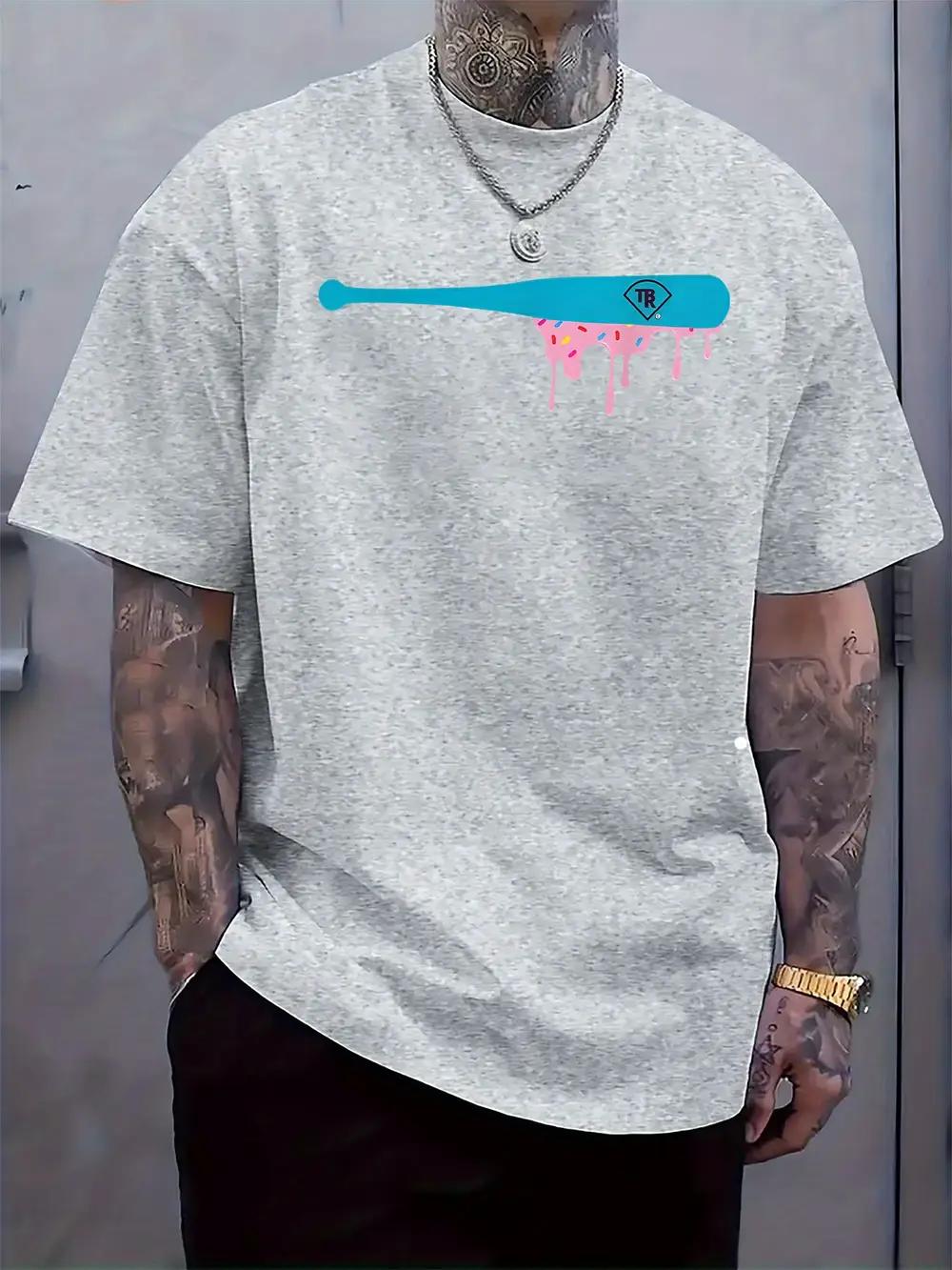 Creative Drip Color Baseball Bat Print Round Neck Short Sleeve T-shirt L
Creative Drip Color Baseball Bat Print Round Neck Short Sleeve T-shirt L
