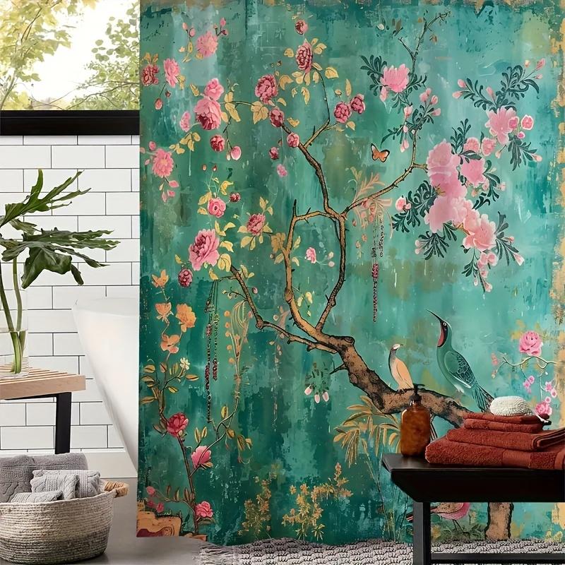 1Pc Vintage Floral And Birds Shower Curtain, Unlined, Ripplefold Top, All-Season Bathroom Decor, Bird Deco W60H190(CM)-1 Pcs
1Pc Vintage Floral And Birds Shower Curtain, Unlined, Ripplefold Top, All-Season Bathroom Decor, Bird Deco W60H190(CM)-1 Pcs