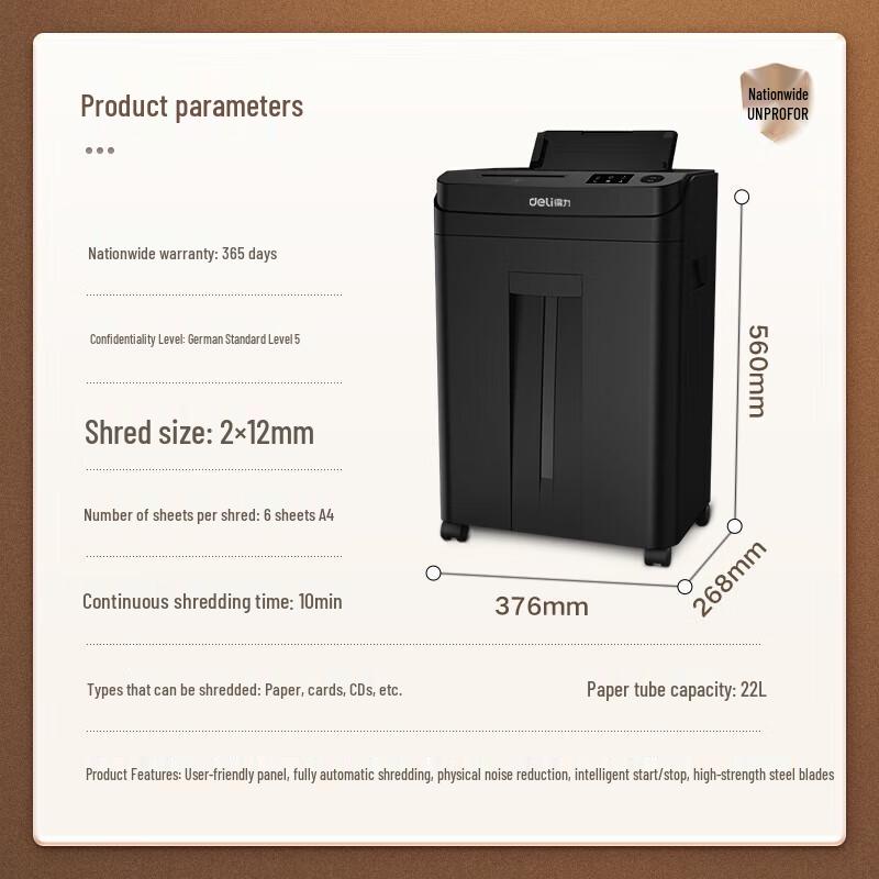 Deli 80-Sheet Auto-Feed P-5 Security Cross-Cut Paper Shredder CN plug (adapter included)
Deli 80-Sheet Auto-Feed P-5 Security Cross-Cut Paper Shredder CN plug (adapter included)