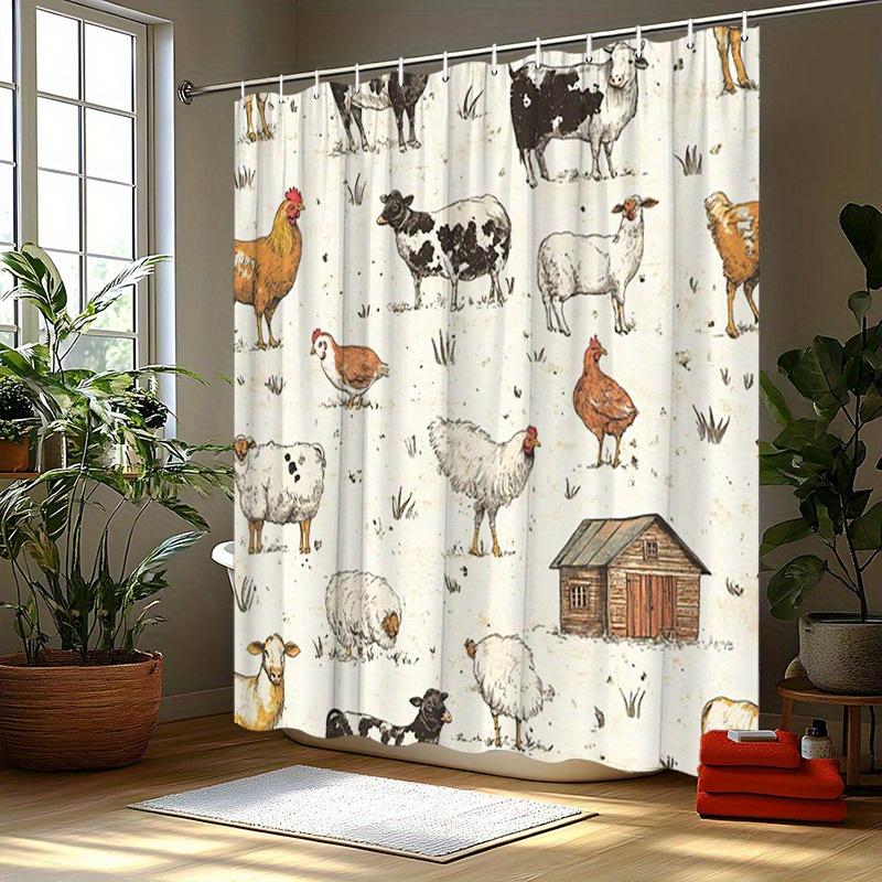 Farmhouse Shower Curtain Vintage Chicken Sheep Rural Pastoral Style Rustic Countryside Bathroom Decor With Hooks W60H190(CM)-1 Pcs
Farmhouse Shower Curtain Vintage Chicken Sheep Rural Pastoral Style Rustic Countryside Bathroom Decor With Hooks W60H190(CM)-1 Pcs