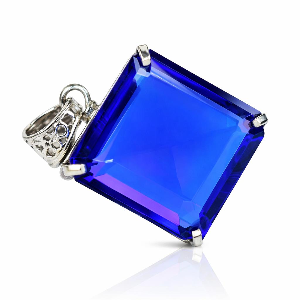 Lab Created Blue Sapphire 99ct Square Cut 925 Sterling Silver Pendant Certified 38.6 mm approx
Lab Created Blue Sapphire 99ct Square Cut 925 Sterling Silver Pendant Certified 38.6 mm approx