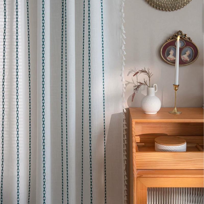 Curtain Finished Multi-line Semi-shading Tassel Embroidery Curtains Living Room Bedroom Rural Countryside Style Window Curtain W132 x H45cm&Punching
Curtain Finished Multi-line Semi-shading Tassel Embroidery Curtains Living Room Bedroom Rural Countryside Style Window Curtain W132 x H45cm&Punching