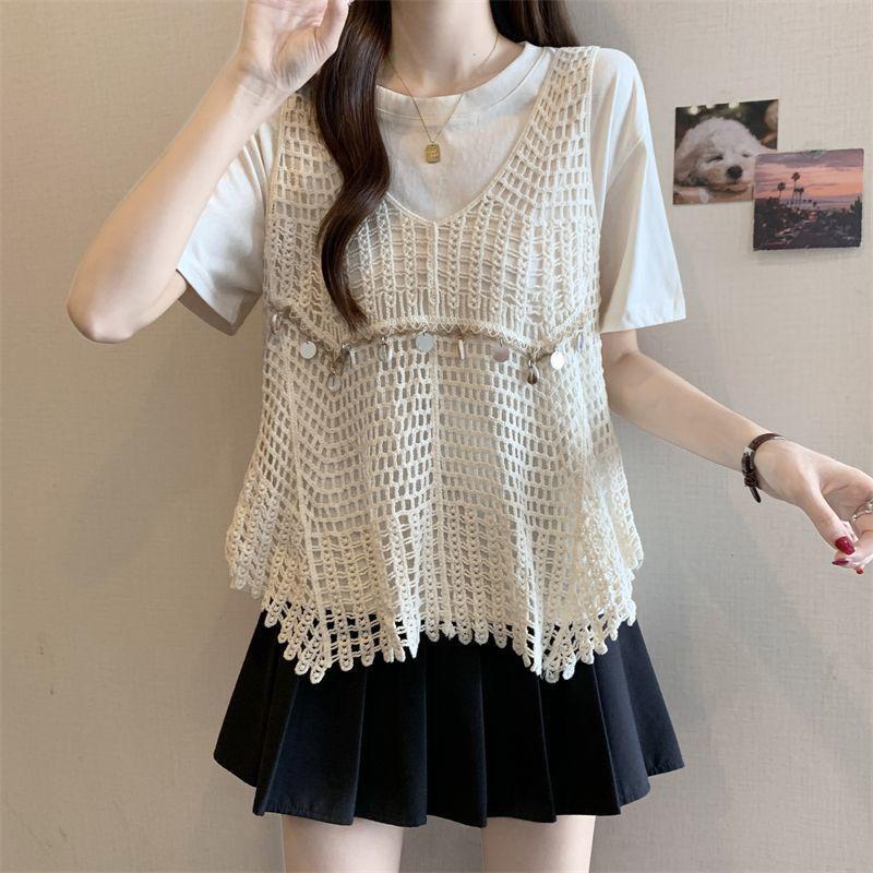 Bohemian Crochet Vest & Short-Sleeve T-shirt Set for Women, Plus Size 2026 Summer Collection Large
Bohemian Crochet Vest & Short-Sleeve T-shirt Set for Women, Plus Size 2026 Summer Collection Large