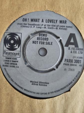 7inch Record O WHAT A LOVELY WAR CAST Oh What A Lovely War PARA3001PROMO Paramount Recor 1969 UK Soundtracks Musicals Used
7inch Record O WHAT A LOVELY WAR CAST Oh What A Lovely War PARA3001PROMO Paramount Recor 1969 UK Soundtracks Musicals Used