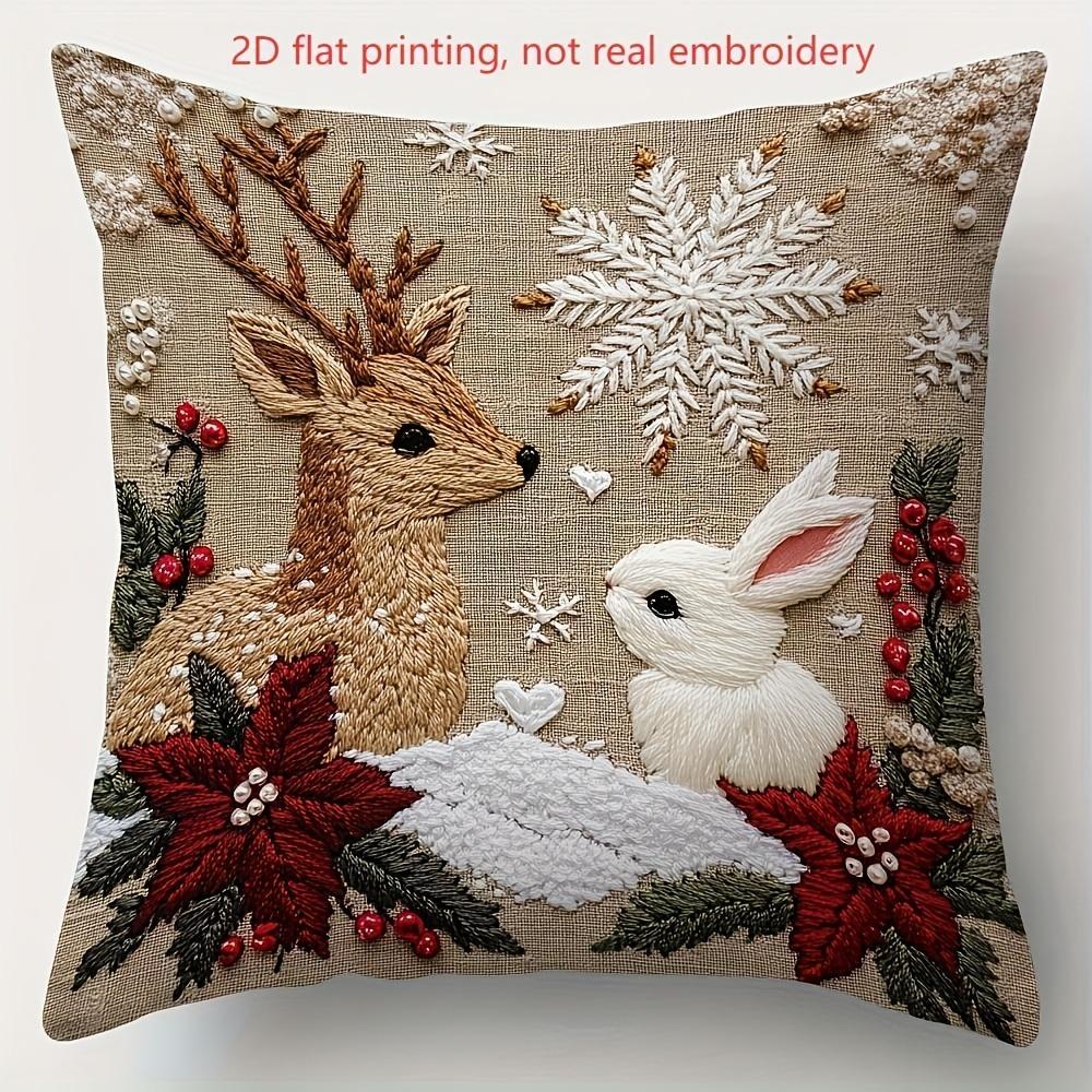 Christmas pillowcase: Snowman, reindeer, bunny and Santa Claus pattern New Year home decoration 2d flat printing 16x16Inch
Christmas pillowcase: Snowman, reindeer, bunny and Santa Claus pattern New Year home decoration 2d flat printing 16x16Inch
