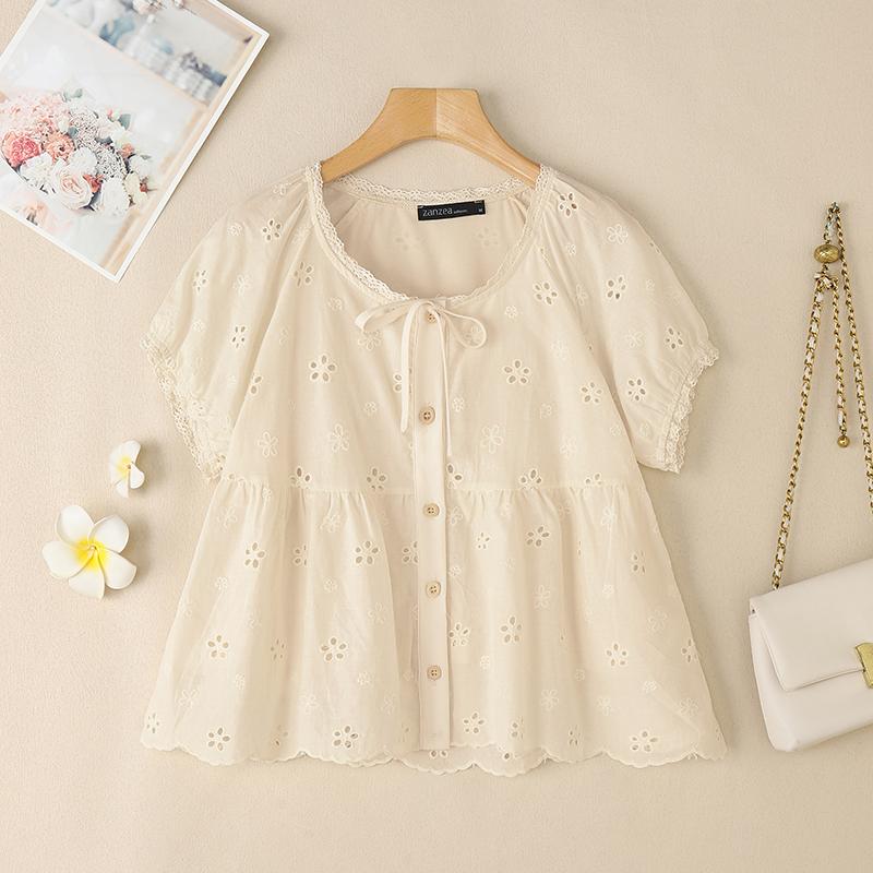 ZANZEA Женская повседневная блузка с круглым вырезом, свободного кроя, с вышивкой, вязаная крючком, с коротким рукавом L бежевый
ZANZEA Женская повседневная блузка с круглым вырезом, свободного кроя, с вышивкой, вязаная крючком, с коротким рукавом L бежевый