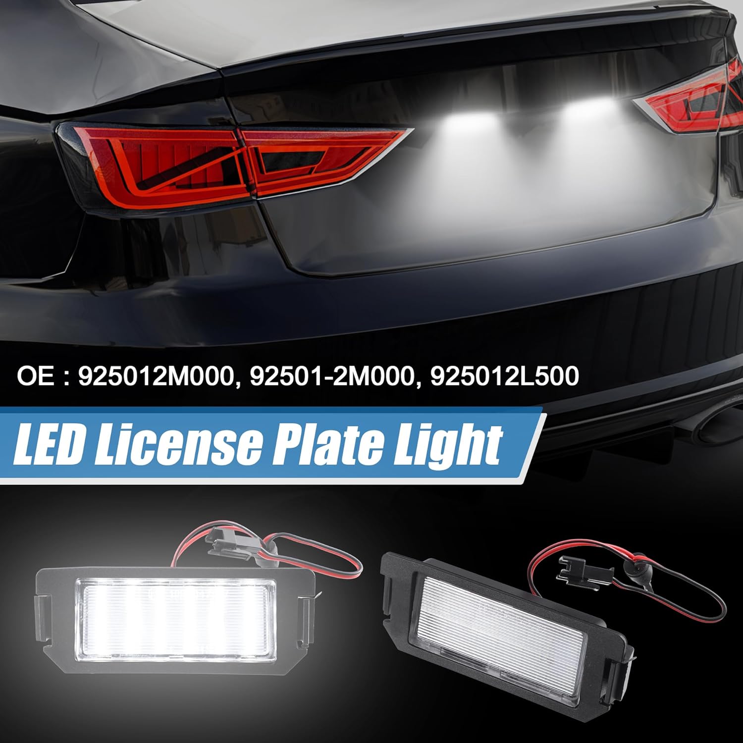 Car 6000K White LED License Plate Light Assembly 925012M000 2835SMD for Hyundai Veloster 2012-2017 ABS Clear Black 1 Pair
Car 6000K White LED License Plate Light Assembly 925012M000 2835SMD for Hyundai Veloster 2012-2017 ABS Clear Black 1 Pair