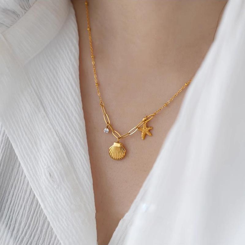Luxury Gold Shell Starfish Rhinestone Necklace Women Collarbone Chain Short Style Jewelry
Luxury Gold Shell Starfish Rhinestone Necklace Women Collarbone Chain Short Style Jewelry
