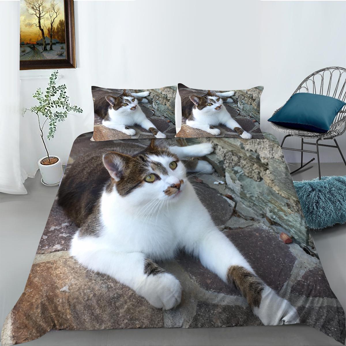 3D комплект постельного белья для домашних животных и кошек, пододеяльник с милыми животными, комплект из 2/3 предметов, мягкая молния, AU180 * 210, полный размер, роскошный удобный домашний текстиль DE 100x135cm