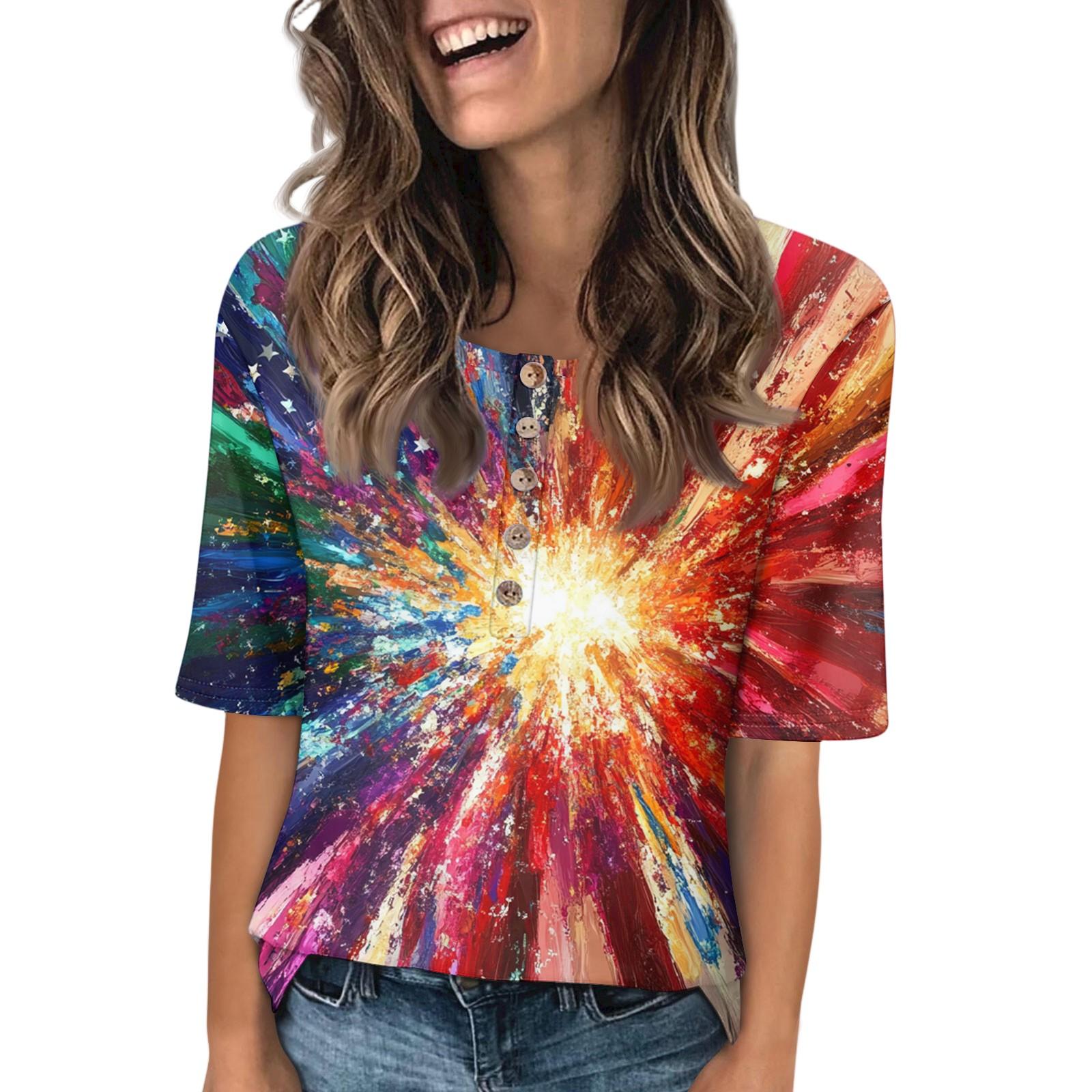 Жіноча модна блузка з принтом, круглим вирізом, ґудзиками та рукавом три чверті L червоний
Жіноча модна блузка з принтом, круглим вирізом, ґудзиками та рукавом три чверті L червоний