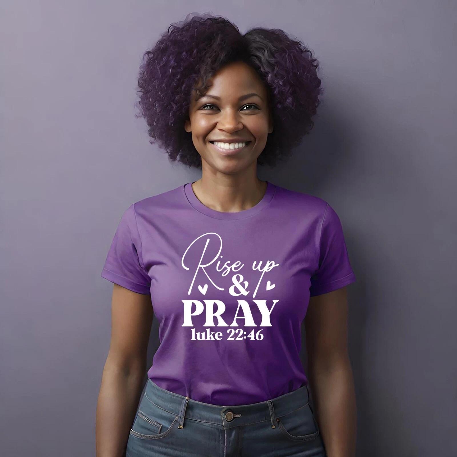 Bible Verse Christian T-Shirt | Rise Up & Pray | Luke 22:46 | 4XL
Bible Verse Christian T-Shirt | Rise Up & Pray | Luke 22:46 | 4XL