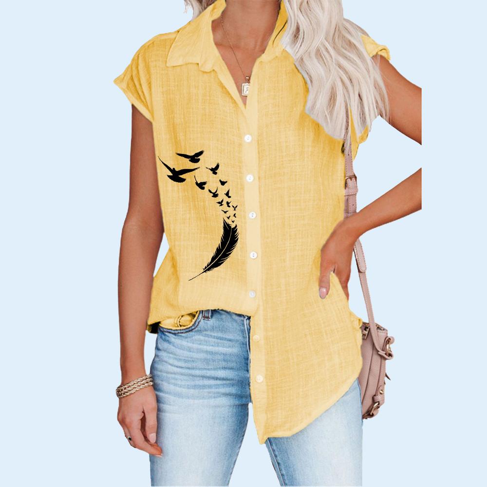 Women Fashion Lapel Neck Short Sleeve T-shirt Spring Summer Casual Print Blouses Plus Size Thin Cardigan Shirt
Women Fashion Lapel Neck Short Sleeve T-shirt Spring Summer Casual Print Blouses Plus Size Thin Cardigan Shirt
