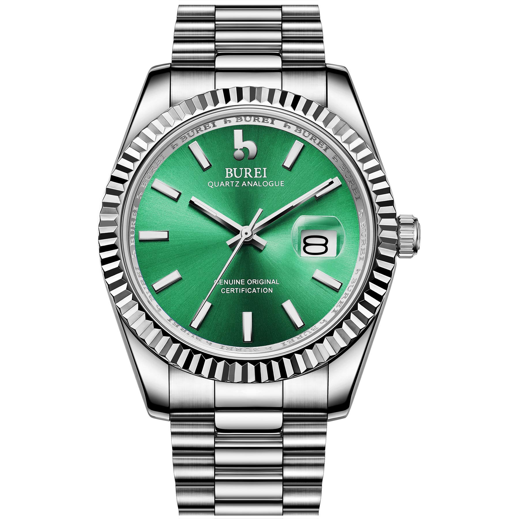 BUREI Мужские Модные Простые Серебристо-Зеленые Водонепроницаемые Кварцевые Часы, Идеальный Подарок на День Рождения
BUREI Мужские Модные Простые Серебристо-Зеленые Водонепроницаемые Кварцевые Часы, Идеальный Подарок на День Рождения