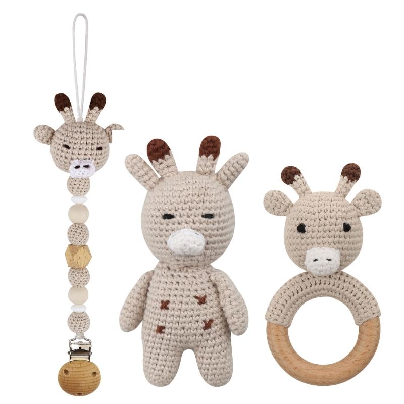 Baby Wooded Cotton Pacifier Chain Crochet Deer Animal Bell Eco-fdriendly Pacifier Clip Teething Bracelet for Newborn 1
Baby Wooded Cotton Pacifier Chain Crochet Deer Animal Bell Eco-fdriendly Pacifier Clip Teething Bracelet for Newborn 1