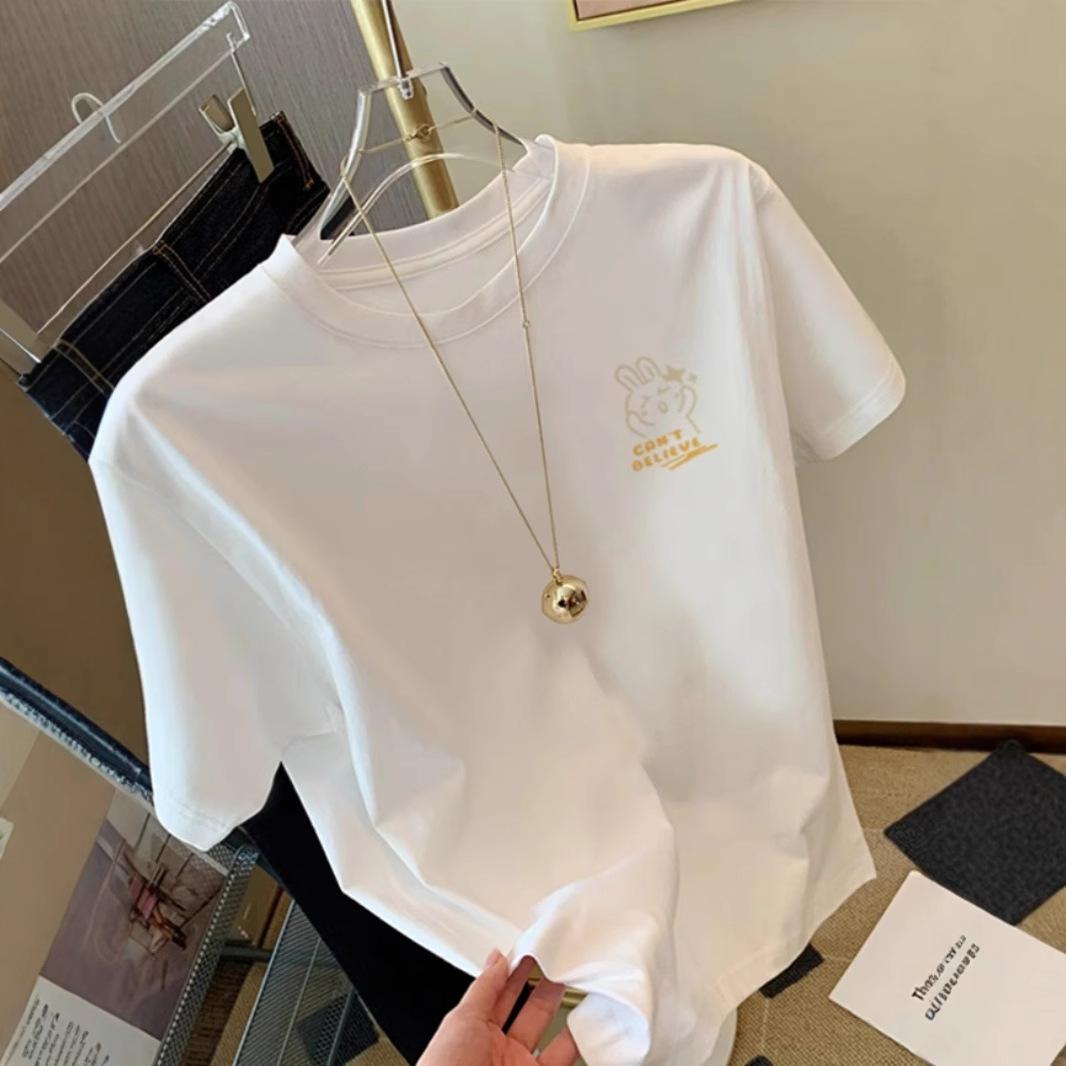 Rabbit short-sleeved cotton t-shirt women s summer 2025 new loose foreign style versatile shoulder Hong Kong style chic top trendy S
Rabbit short-sleeved cotton t-shirt women s summer 2025 new loose foreign style versatile shoulder Hong Kong style chic top trendy S
