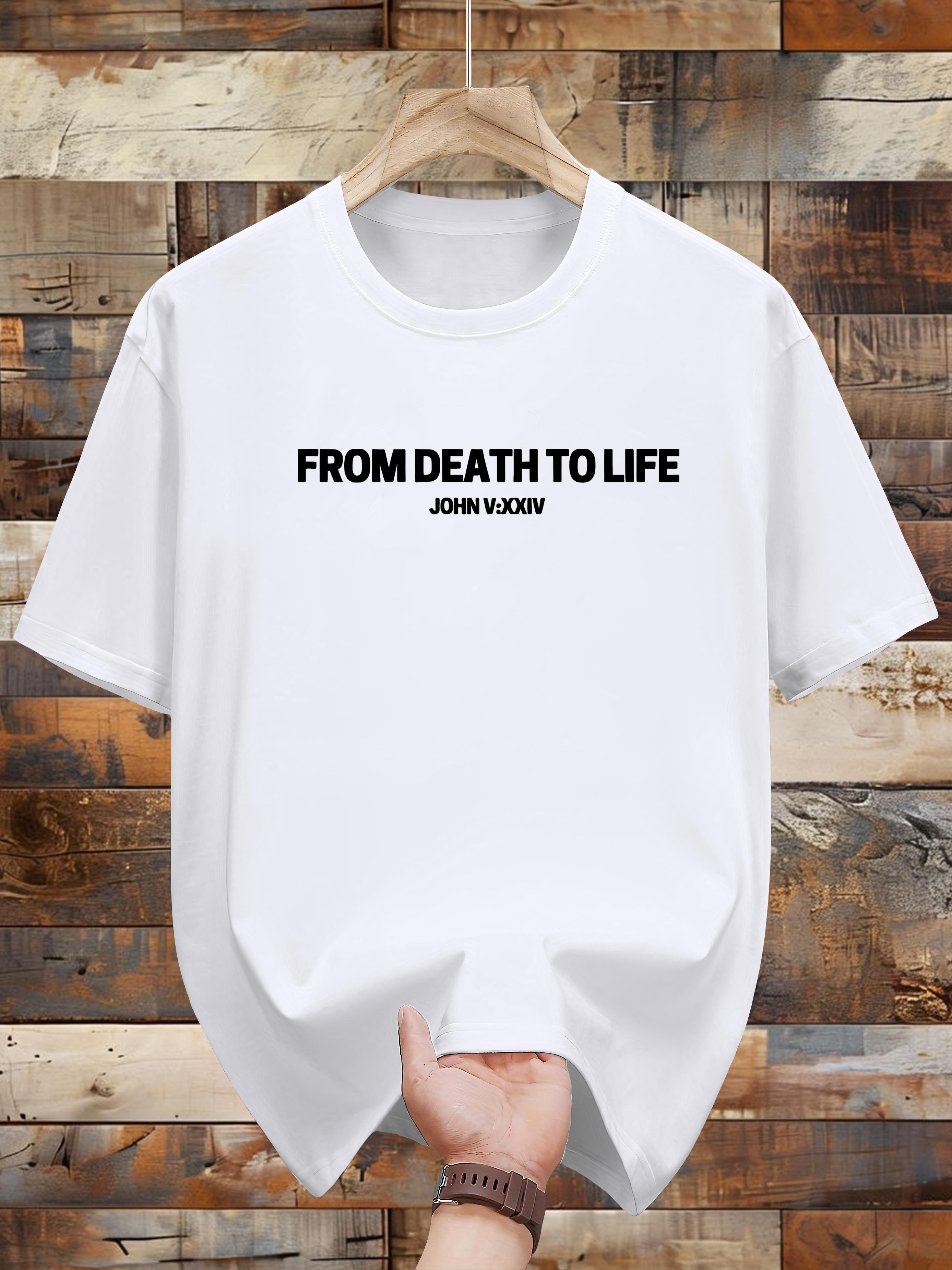Niuwang Selection 200g 100% Cotton Short Sleeve T-shirt - Navy Blue Casual Graphic Print Tee with FROM DEATH to LIFE & John 3:16 Design L
Niuwang Selection 200g 100% Cotton Short Sleeve T-shirt - Navy Blue Casual Graphic Print Tee with FROM DEATH to LIFE & John 3:16 Design L