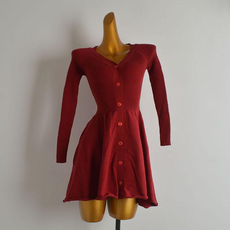 Simplicity New Arrival V-neck Buttons Long Sleeves Knitting Dress Women s Clothing Fall and Winter Waist-Tight Slim Looking Sheath A- line Skirt Wine Red One size
Simplicity New Arrival V-neck Buttons Long Sleeves Knitting Dress Women s Clothing Fall and Winter Waist-Tight Slim Looking Sheath A- line Skirt Wine Red One size