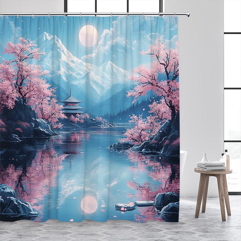 Japanese Style Shower Curtains Abstract Mountain Lake Pavilion Flower Ink Art Bath Curtain Fabric Home Bathroom Decor With Hooks W60H190(CM)-1 Pcs
Japanese Style Shower Curtains Abstract Mountain Lake Pavilion Flower Ink Art Bath Curtain Fabric Home Bathroom Decor With Hooks W60H190(CM)-1 Pcs