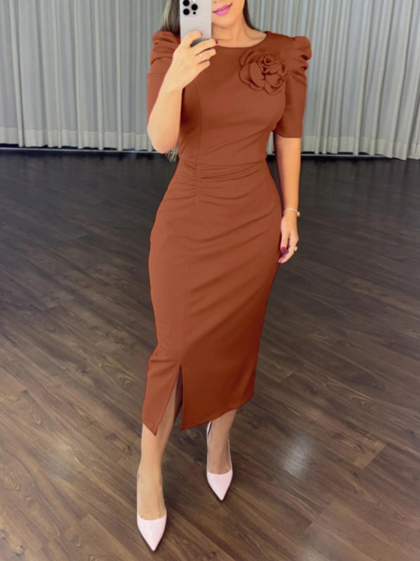 New High-Waisted 3D Floral Short-Sleeve Dress - European & American Style, Slim Fit, Perfect for Evenings & Parties Small
New High-Waisted 3D Floral Short-Sleeve Dress - European & American Style, Slim Fit, Perfect for Evenings & Parties Small