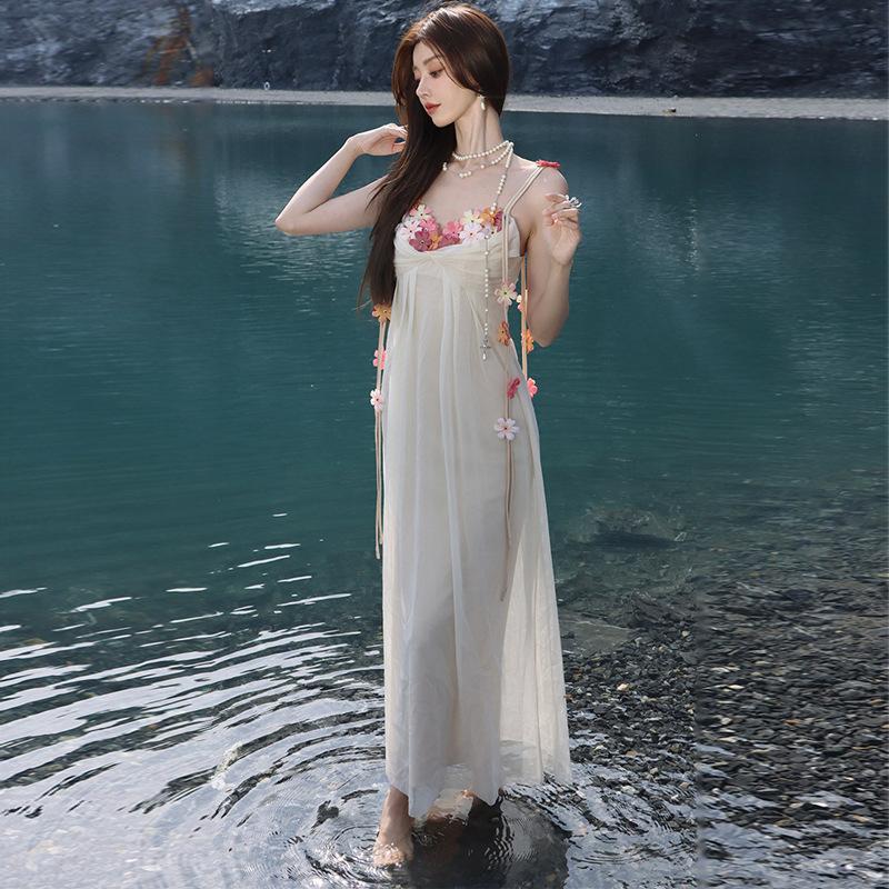 High waist and thin suspender dress for women s summer seaside vacation one-word neck sleeveless beach dress L
High waist and thin suspender dress for women s summer seaside vacation one-word neck sleeveless beach dress L