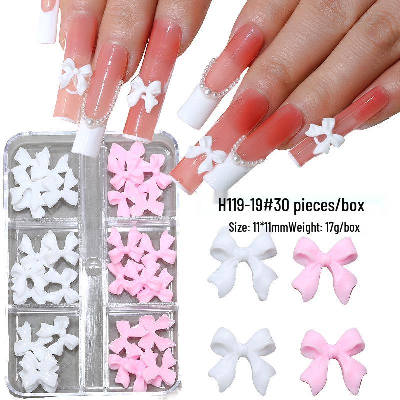 Xiaohongshu Pink & White Ribbon Resin Nail Art Accessories with Rhinestones
Xiaohongshu Pink & White Ribbon Resin Nail Art Accessories with Rhinestones