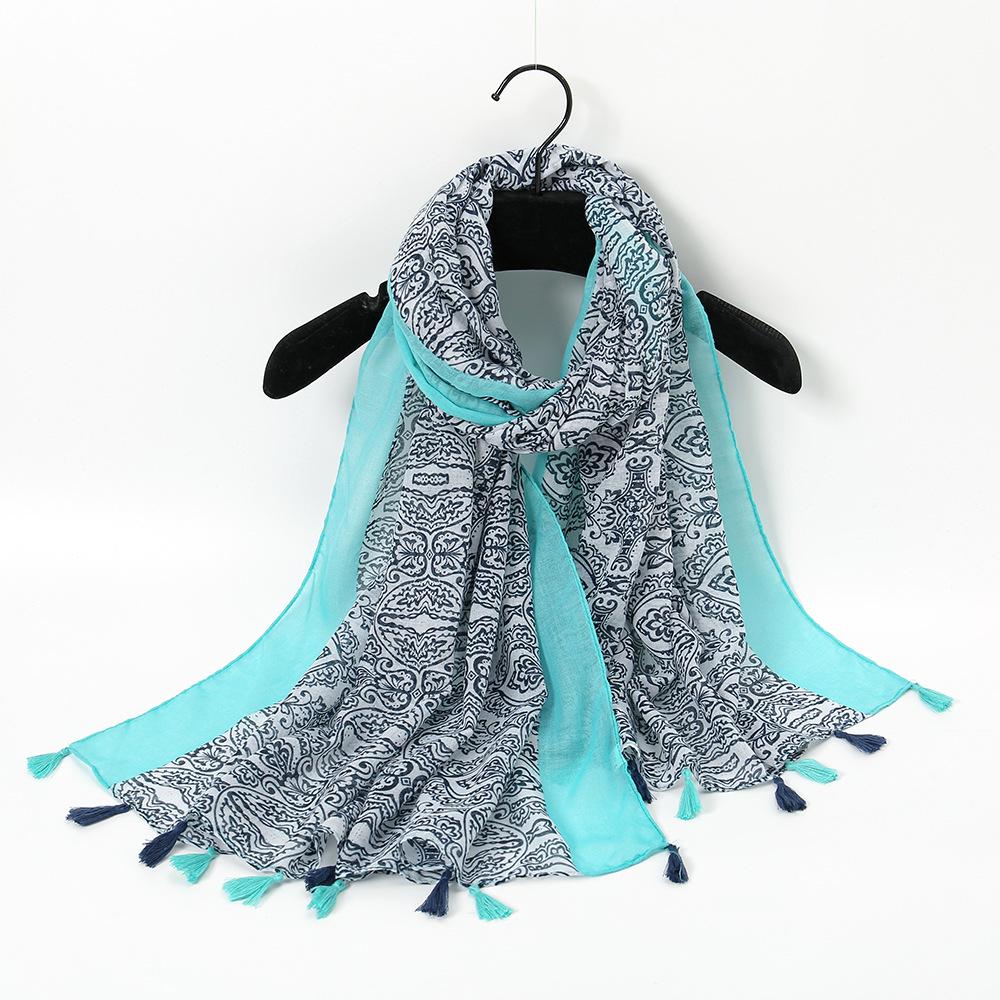 Осенне-зимняя шаль с принтом бабочек: Теплый шарф из хлопка и льна в стиле живописи тушью для путешествий или пляжа 180cm